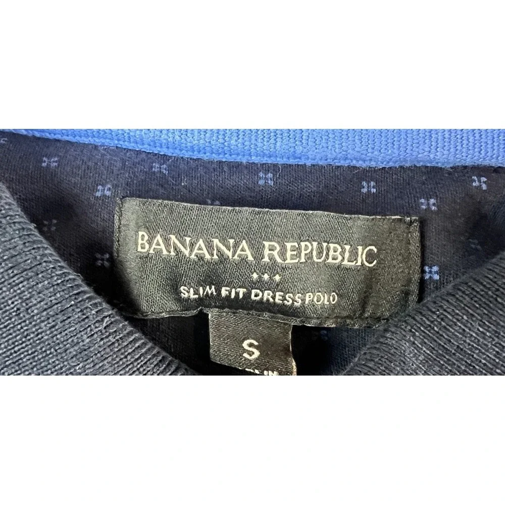 Banana Republic Shirt Small Medium Dress Polo Blue Geo Print‎ Preppy Navy 530733